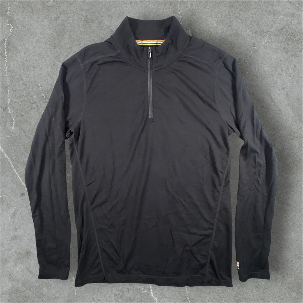 Smartwool Merino 150 Quarter Zip Base Layer Mens Medium Black Long Sleeve Top